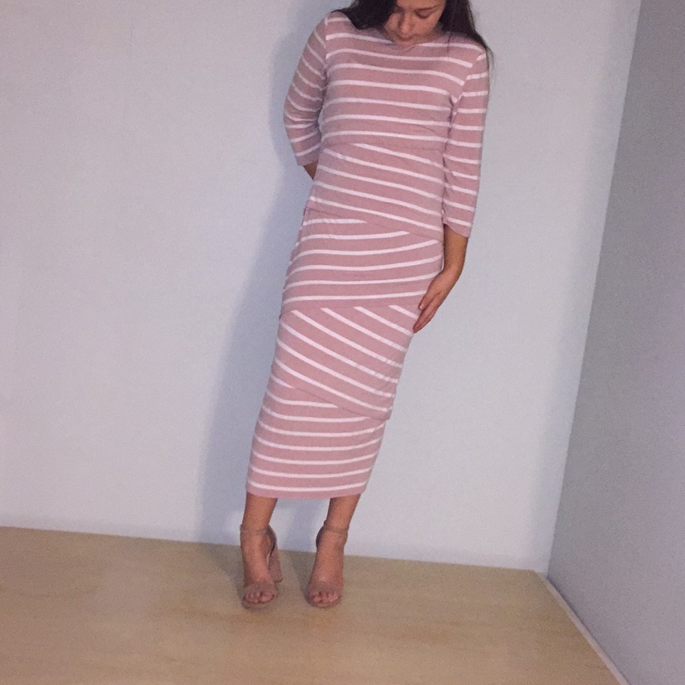 Blush and white dress